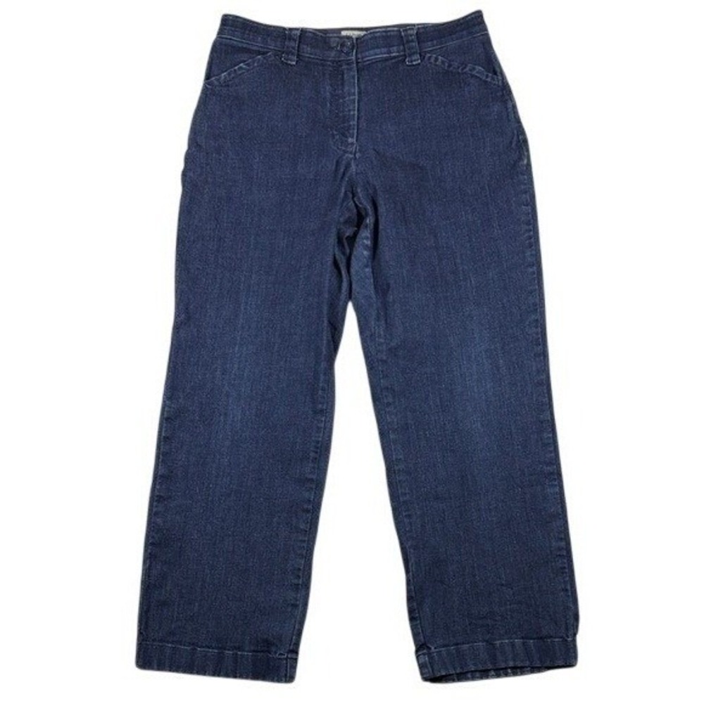 LL Bean Women 12 PET Classic Fit Jeans Dark Wash Stretch Straight Leg‎ 500324